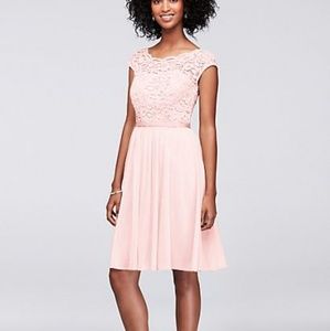 David's Bridal Lace Dress w/ Illusion Neckline